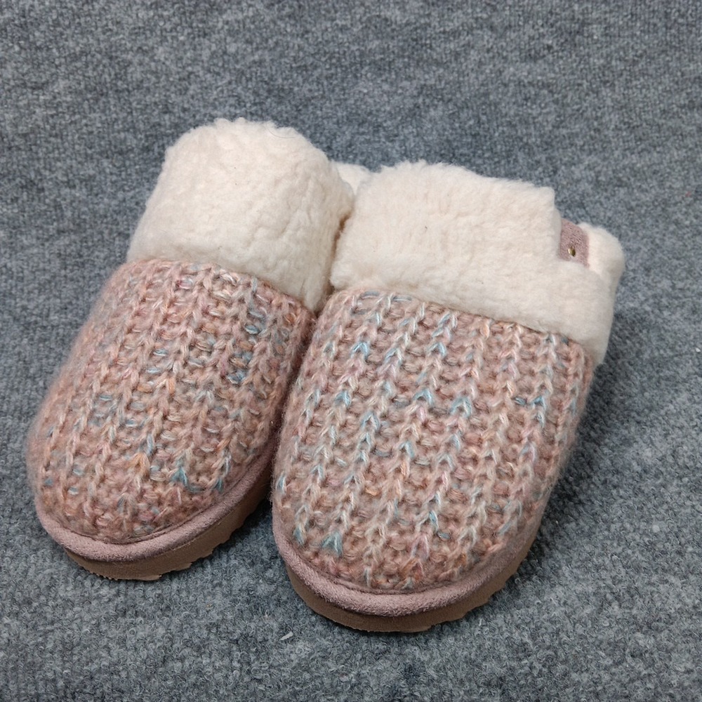 Pink Slip-On Slippers Faux Fur Knit Cozy House Shoes Women Size 10 WMST41SG305